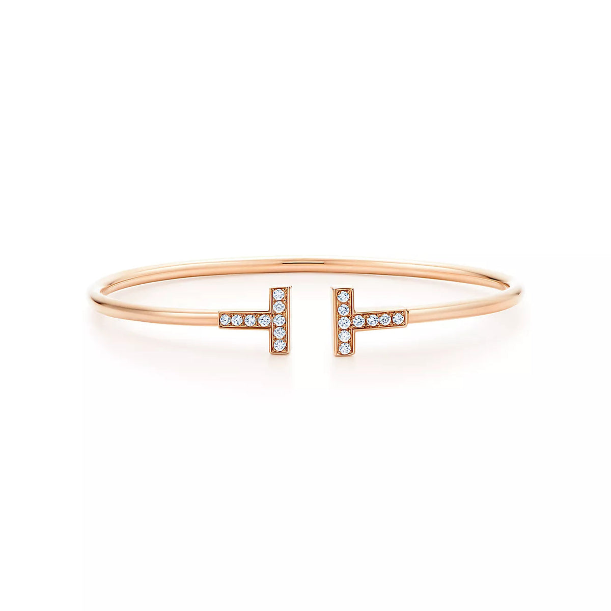 [Resenly Jewelry]T BRACELET PINK GOLD 1.8MM DIAMOND
