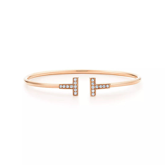 [Resenly Jewelry]T BRACELET PINK GOLD 1.8MM DIAMOND