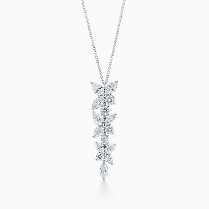 [Resenly Jewelry]MIXED CLUSTER DIAMOND DROP PENDANT