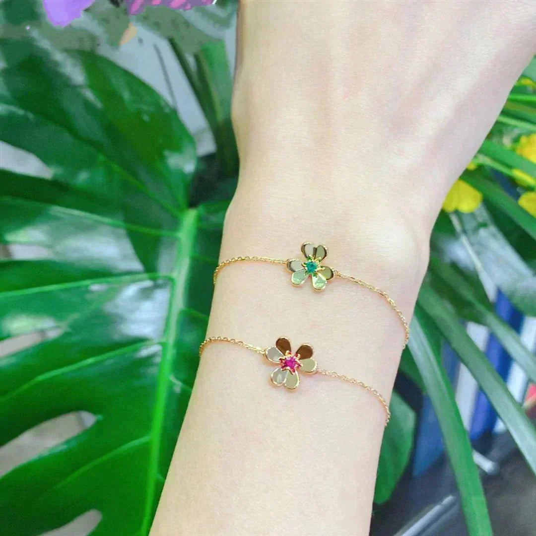 [Resenly Jewelry]FRIVOLE GOLD FLOWER PINK MALACHITE BRACELET