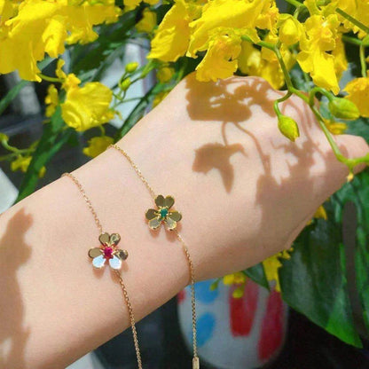[Resenly Jewelry]FRIVOLE GOLD FLOWER PINK MALACHITE BRACELET