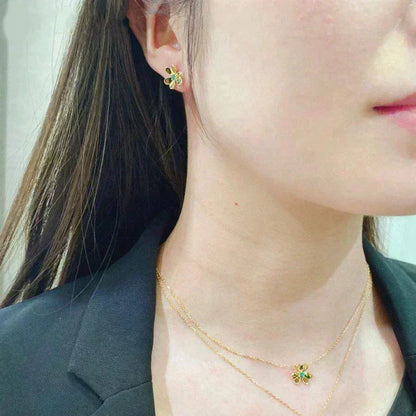 [Resenly Jewelry]FRIVOLE  FLOWER MALACHITE EARRINGS