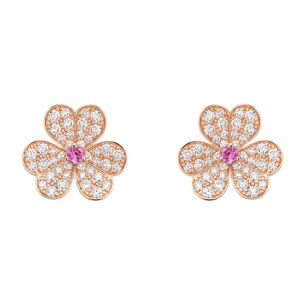 [Resenly Jewelry]FRIVOLE PINK GOLD FLOWER DIAMOND EARRINGS