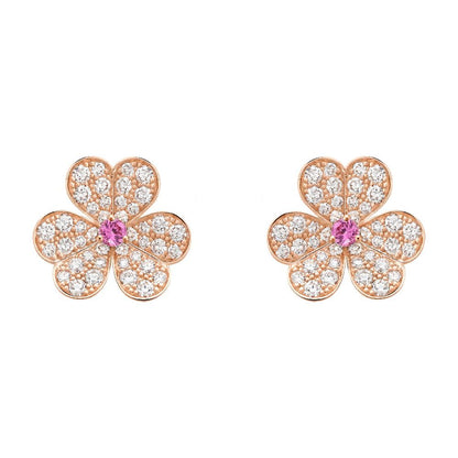 [Resenly Jewelry]FRIVOLE PINK GOLD FLOWER DIAMOND EARRINGS