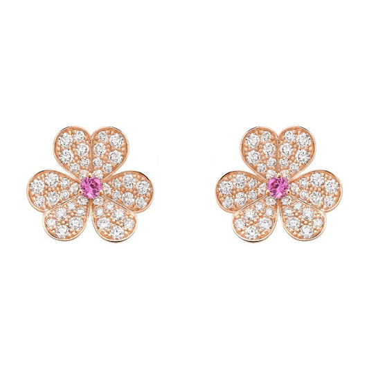 [Resenly Jewelry]FRIVOLE PINK GOLD FLOWER DIAMOND EARRINGS