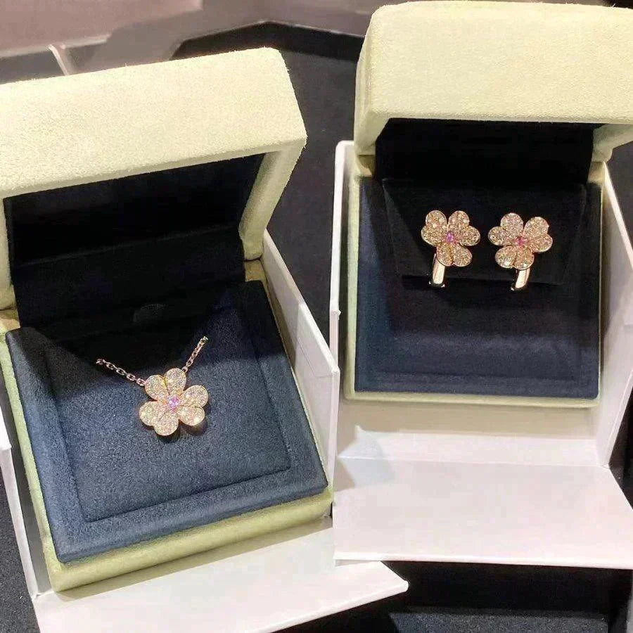[Resenly Jewelry]FRIVOLE ROSE GOLD FLOWER DIAMOND NECKLACE
