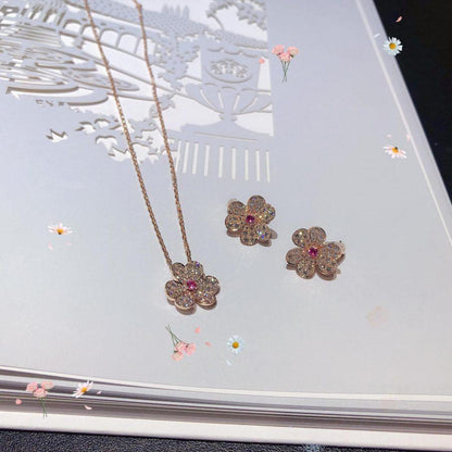 [Resenly Jewelry]FRIVOLE ROSE GOLD FLOWER DIAMOND NECKLACE