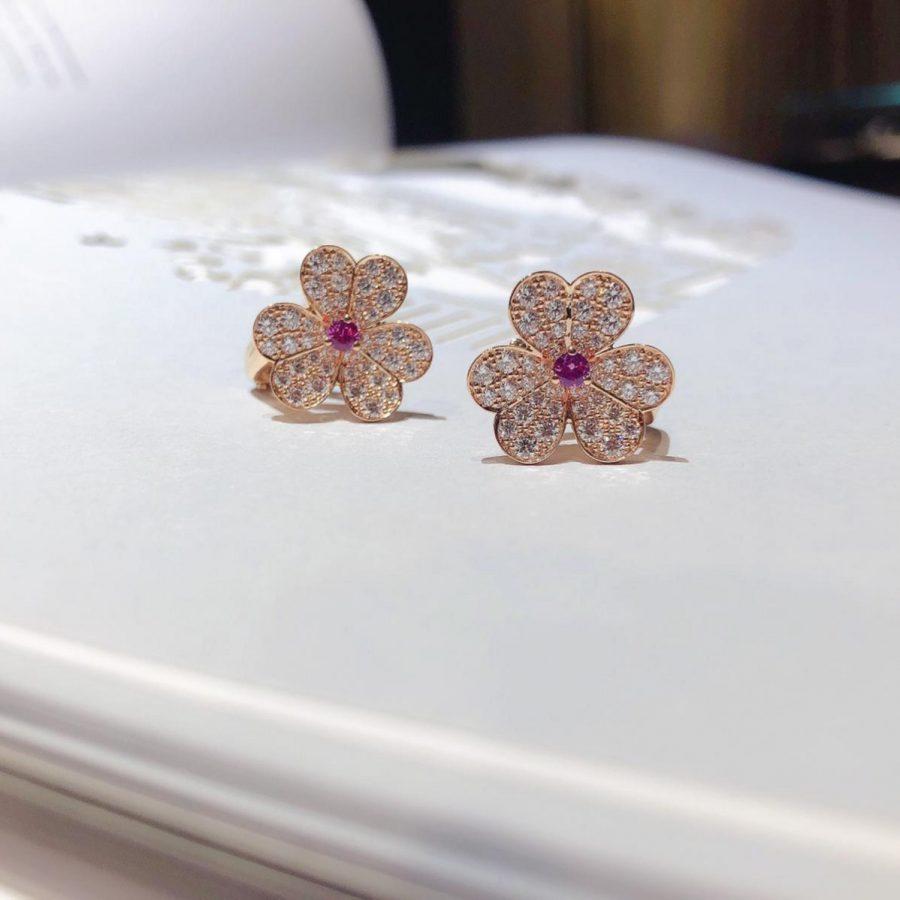 [Resenly Jewelry]FRIVOLE PINK GOLD FLOWER DIAMOND EARRINGS