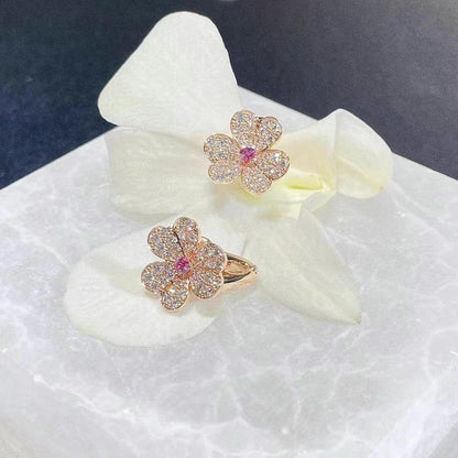 [Resenly Jewelry]FRIVOLE PINK GOLD FLOWER DIAMOND EARRINGS