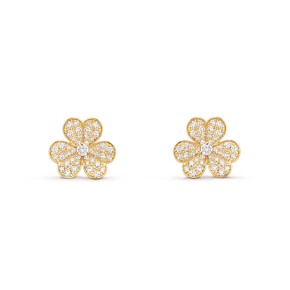[Resenly Jewelry]FRIVOLE GOLD FLOWER DIAMOND EARRINGS