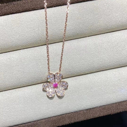[Resenly Jewelry]FRIVOLE ROSE GOLD FLOWER DIAMOND NECKLACE