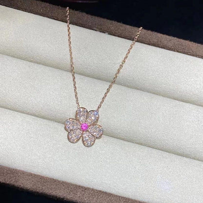 [Resenly Jewelry]FRIVOLE ROSE GOLD FLOWER DIAMOND NECKLACE