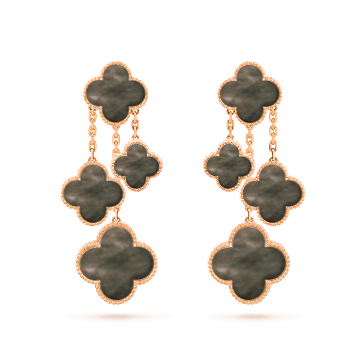 [Resenly Jewelry]CLOVER EARRINGS DARK MOP 4 MOTIFS ROSE GOLD
