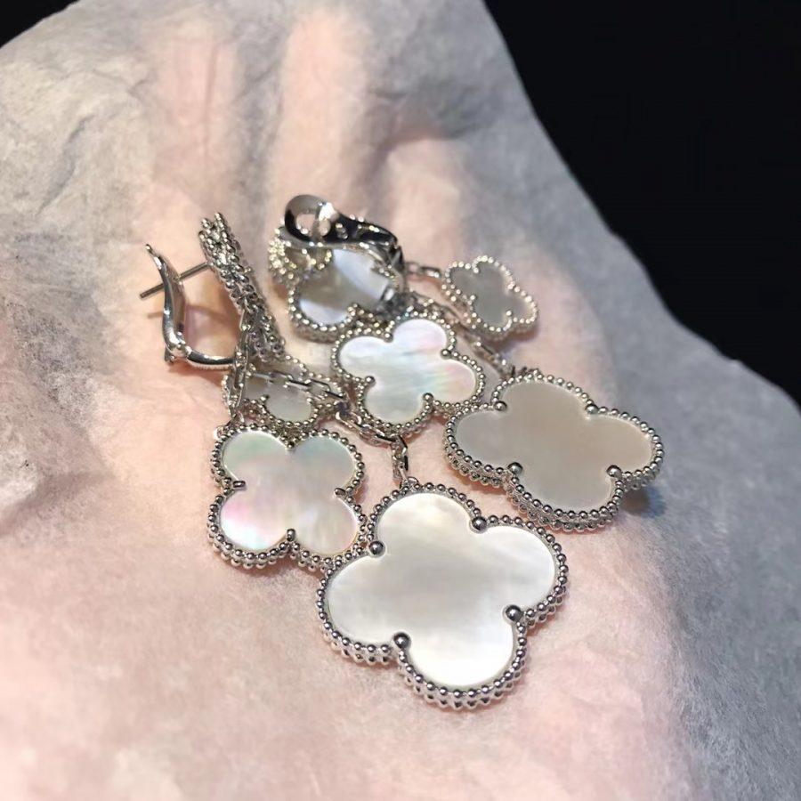 [Resenly Jewelry]CLOVER EARRINGS WHITE MOP 4 MOTIFS SILVER
