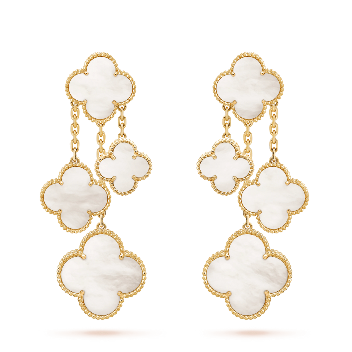[Resenly Jewelry]CLOVER EARRINGS WHITE MOP 4 MOTIFS GOLD