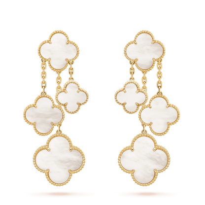 [Resenly Jewelry]CLOVER EARRINGS WHITE MOP 4 MOTIFS GOLD