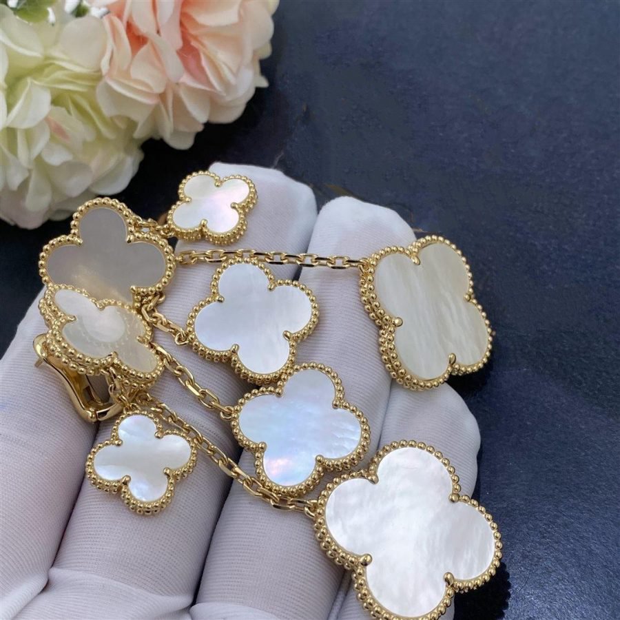[Resenly Jewelry]CLOVER EARRINGS WHITE MOP 4 MOTIFS GOLD
