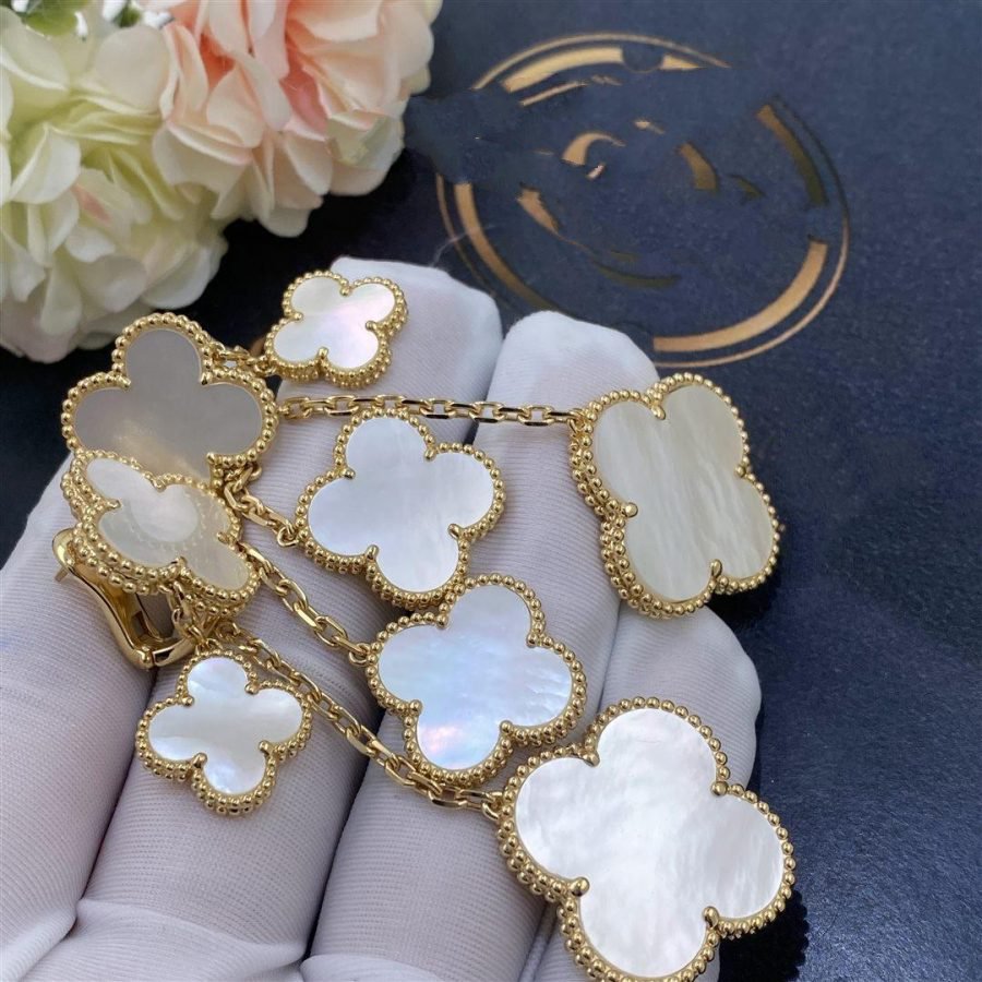 [Resenly Jewelry]CLOVER EARRINGS WHITE MOP 4 MOTIFS GOLD
