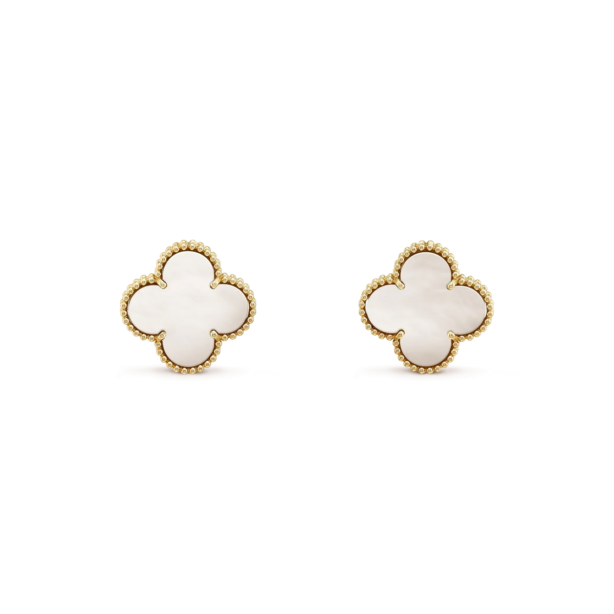 [Resenly Jewelry]CLOVER MEDIUM 1 MOTIFS  WHITE MOP STUD EARRINGS