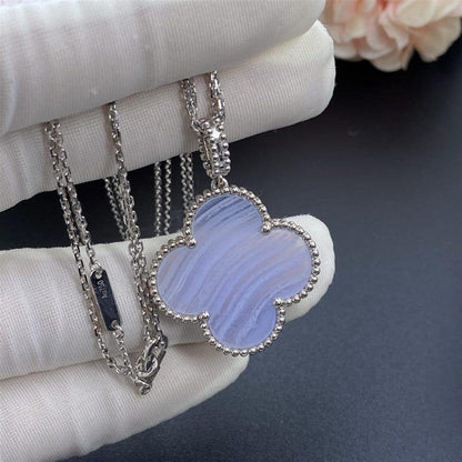[Resenly Jewelry]CLOVER SILVER CHALCEDONY BIG CLOVER NECKLACE