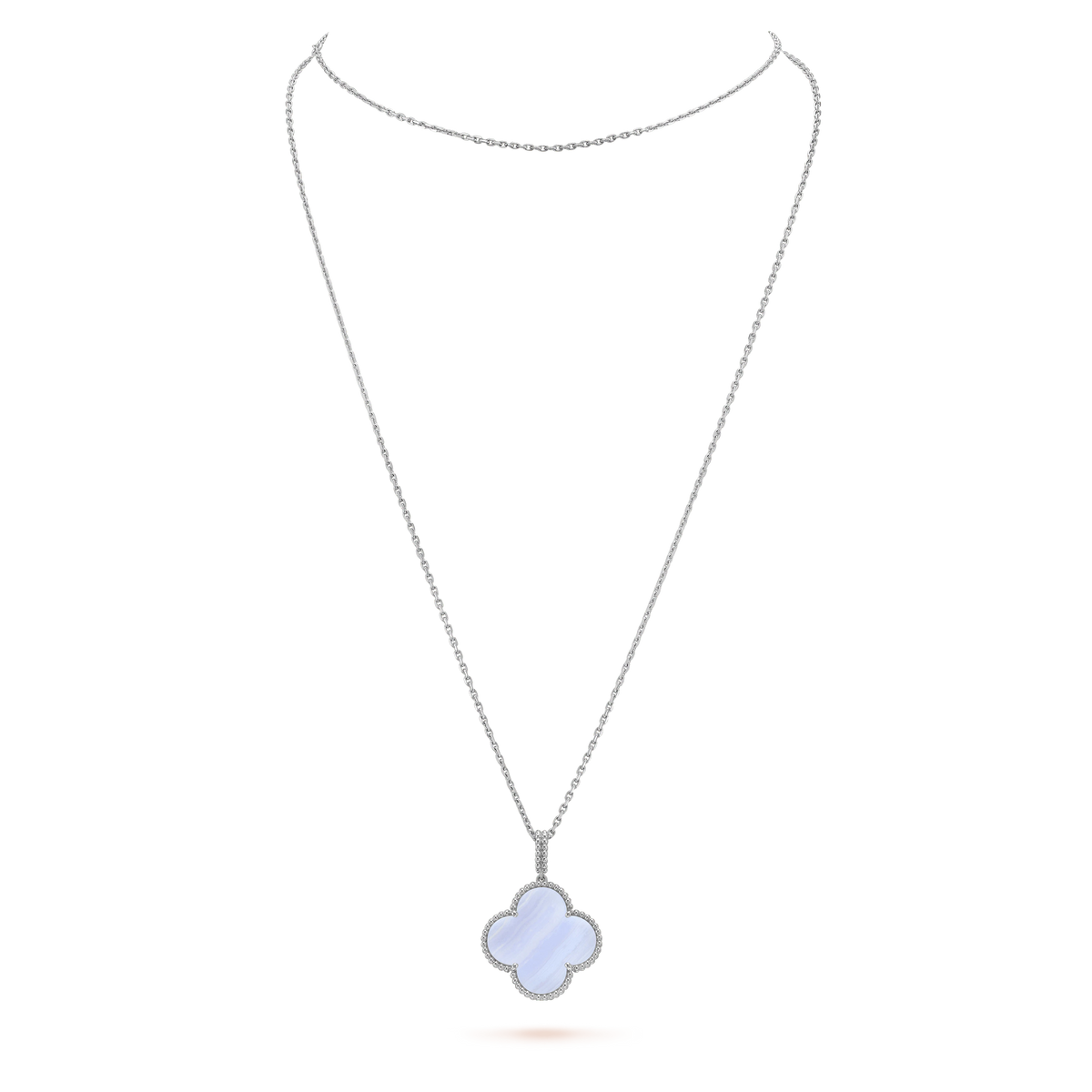 [Resenly Jewelry]CLOVER SILVER CHALCEDONY BIG CLOVER NECKLACE