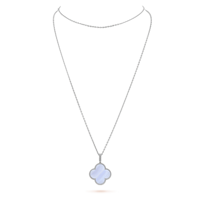 [Resenly Jewelry]CLOVER SILVER CHALCEDONY BIG CLOVER NECKLACE
