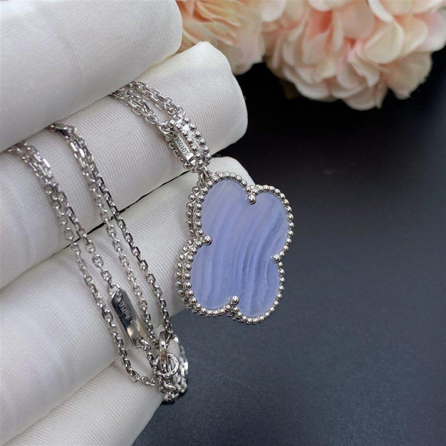 [Resenly Jewelry]CLOVER SILVER CHALCEDONY BIG CLOVER NECKLACE