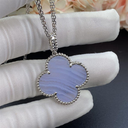 [Resenly Jewelry]CLOVER SILVER CHALCEDONY BIG CLOVER NECKLACE