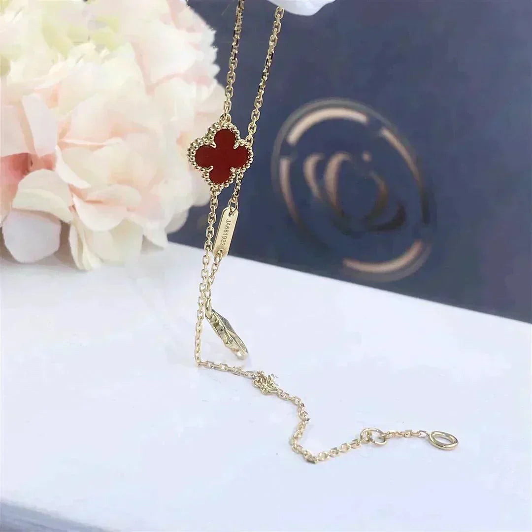 [Resenly Jewelry]CLOVER  CARNELIAN SINGLE FLOWER BRACELET