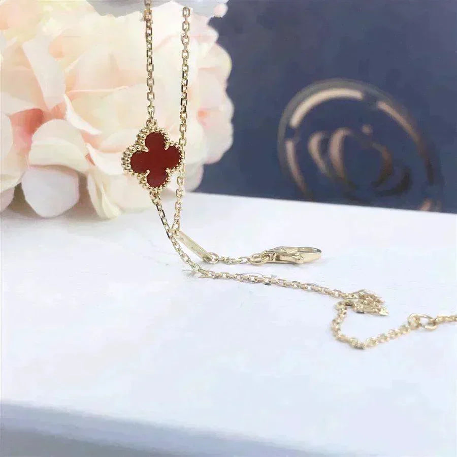 [Resenly Jewelry]CLOVER  CARNELIAN SINGLE FLOWER BRACELET