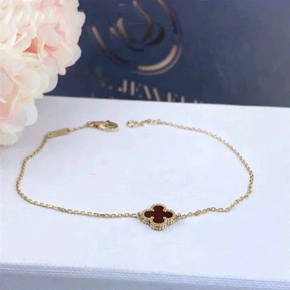 [Resenly Jewelry]CLOVER  CARNELIAN SINGLE FLOWER BRACELET