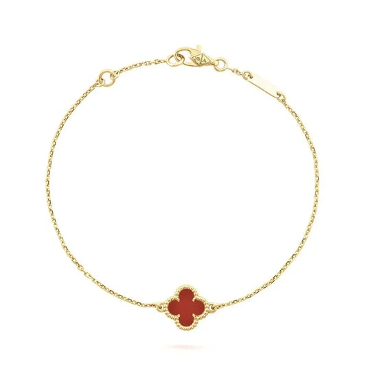 [Resenly Jewelry]CLOVER  CARNELIAN SINGLE FLOWER BRACELET