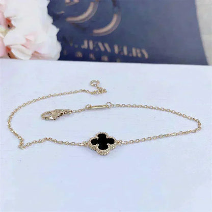 [Resenly Jewelry]CLOVER ONYX SINGLE FLOWER BRACELET