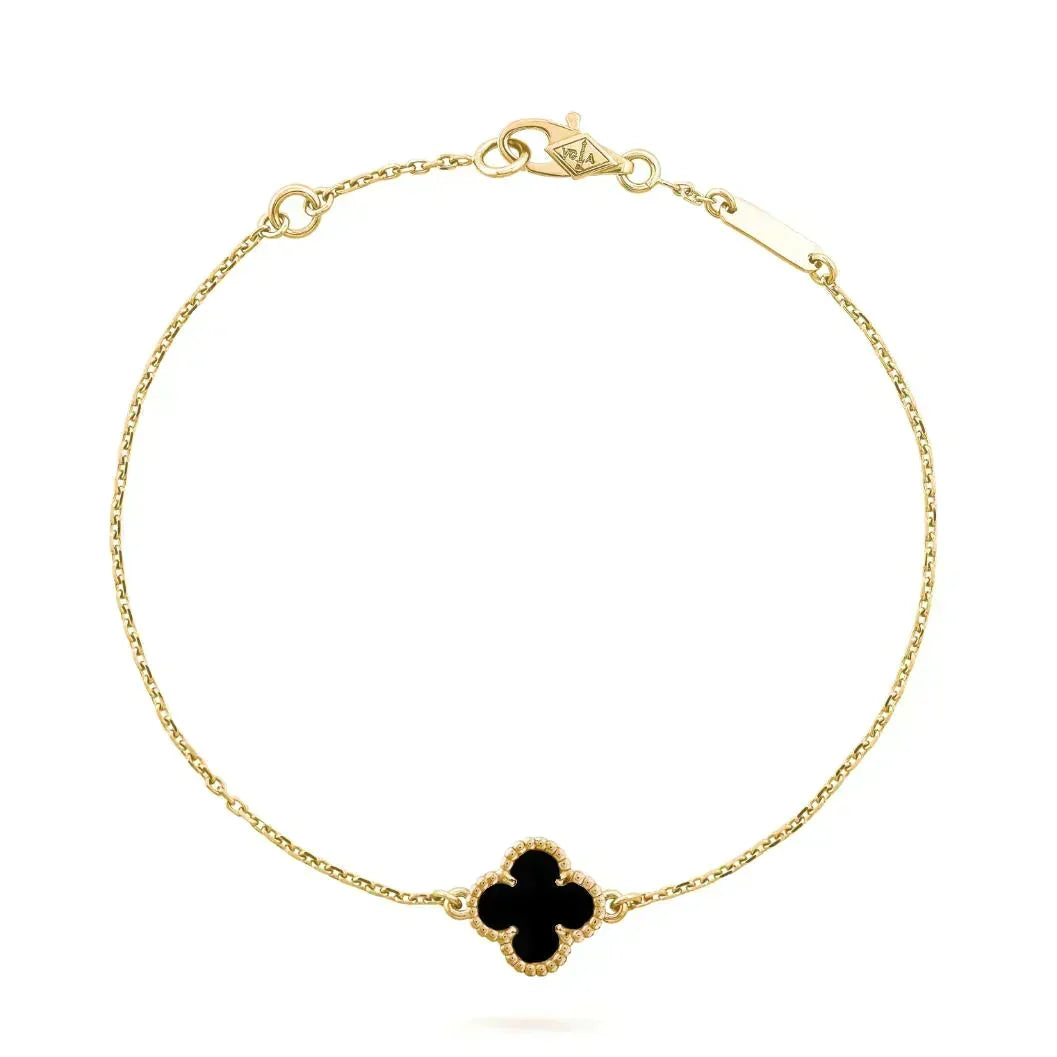 [Resenly Jewelry]CLOVER ONYX SINGLE FLOWER BRACELET
