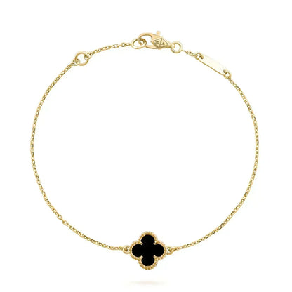 [Resenly Jewelry]CLOVER ONYX SINGLE FLOWER BRACELET