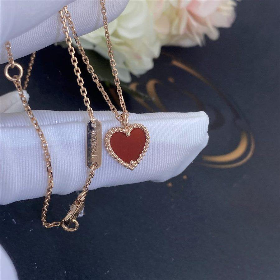 [Resenly Jewelry]SWEET CLOVER CARNELIAN HEART NECKLACE