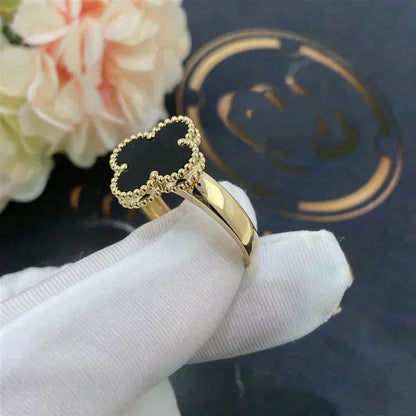 [Resenly Jewelry]CLOVER ONYX RING