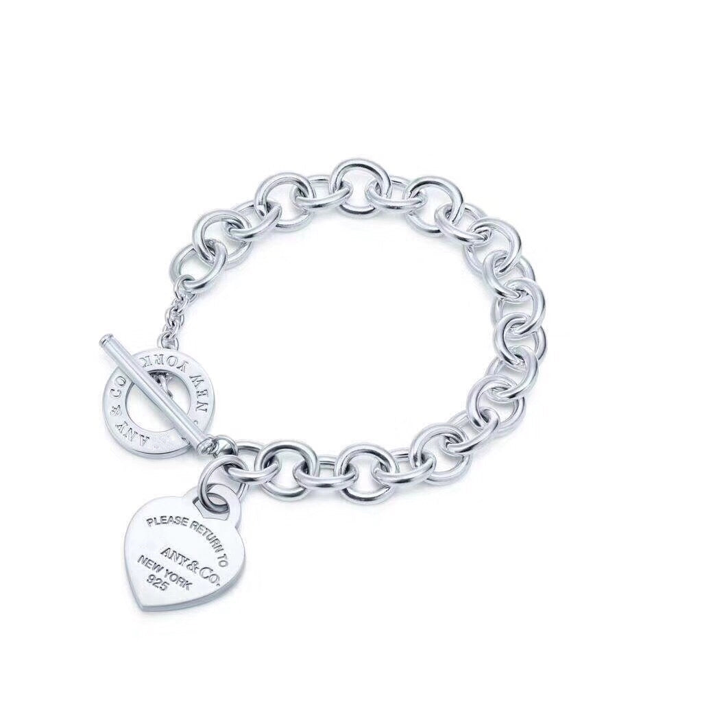 [Resenly Jewelry]LOVE HEART PIN BUCKLE RETURN TO TIF SILVER BRACELET