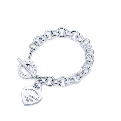 [Resenly Jewelry]LOVE HEART PIN BUCKLE RETURN TO TIF SILVER BRACELET