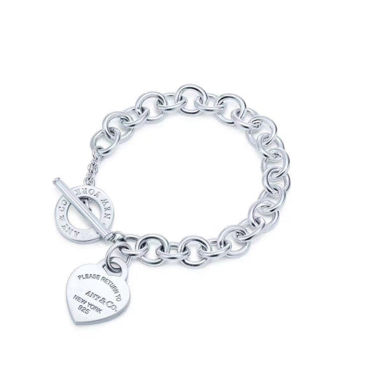 [Resenly Jewelry]LOVE HEART PIN BUCKLE RETURN TO TIF SILVER BRACELET