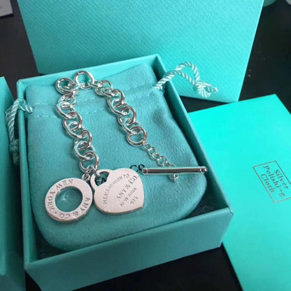 [Resenly Jewelry]LOVE HEART PIN BUCKLE RETURN TO TIF SILVER BRACELET