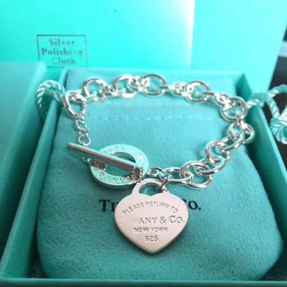 [Resenly Jewelry]LOVE HEART PIN BUCKLE RETURN TO TIF SILVER BRACELET