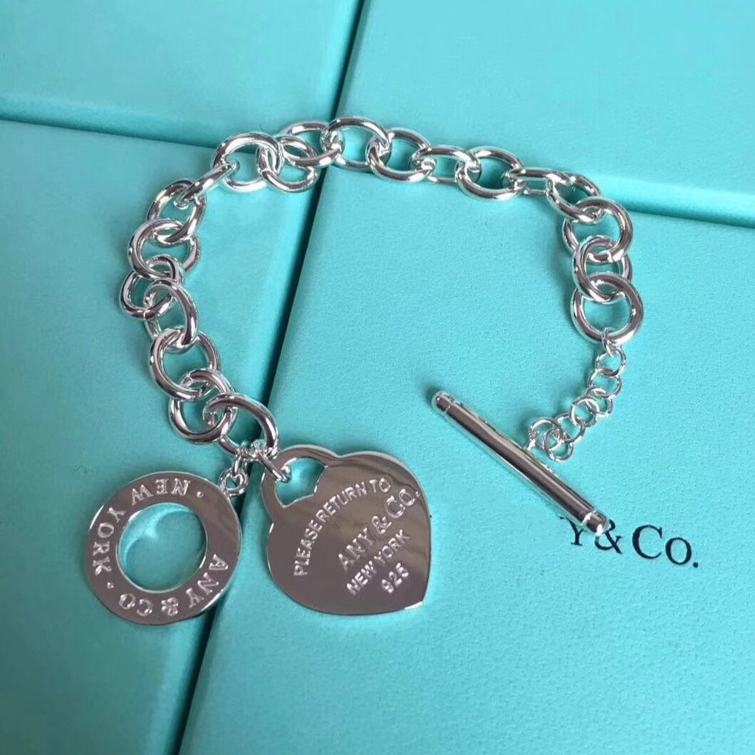 [Resenly Jewelry]LOVE HEART PIN BUCKLE RETURN TO TIF SILVER BRACELET