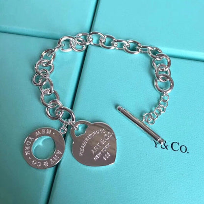[Resenly Jewelry]LOVE HEART PIN BUCKLE RETURN TO TIF SILVER BRACELET