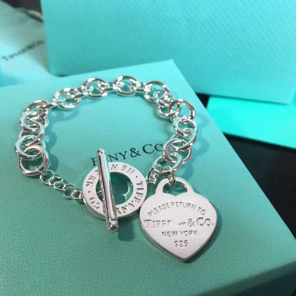 [Resenly Jewelry]LOVE HEART PIN BUCKLE RETURN TO TIF SILVER BRACELET
