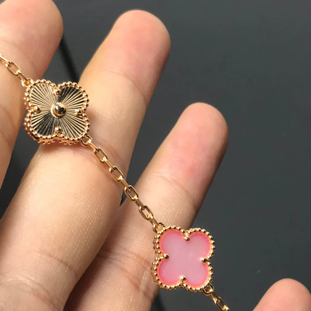 [Resenly Jewelry] CLOVER 5 MOTIFS  PINK MOP BRACELET COLLECTION