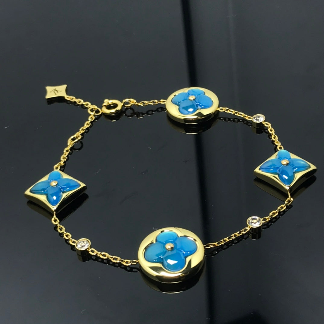 [Resenly Jewelry]STAR AND SUN 4 MOTIF BLUE BRACELET