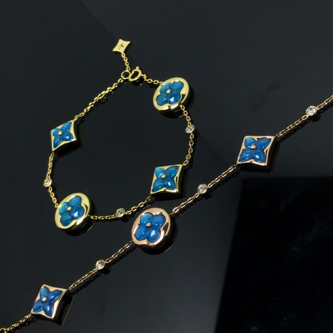[Resenly Jewelry]STAR AND SUN 4 MOTIF BLUE BRACELET