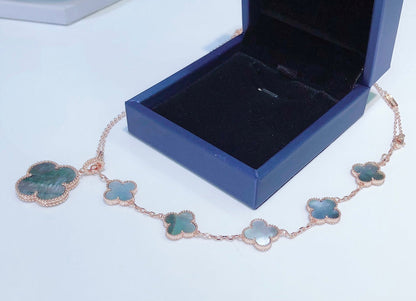 [Resenly Jewelry]COMBINED BRACELET 5 MOTIFS AND NECKLACE DARK MOP ROSE GOLD