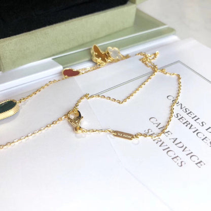 [Resenly Jewelry]LUCKY SPRING 4 MOTIFS ROSE GOLD NECKLACE